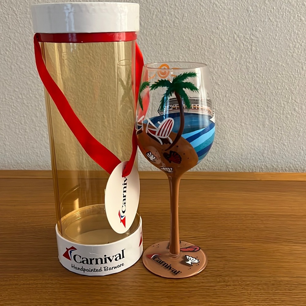Carnival cruise decorated wine glass.